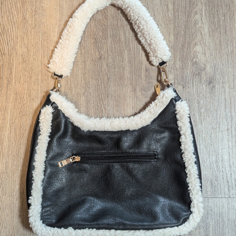 Women's Black Leather Like Poster Girl Shoulder Bag